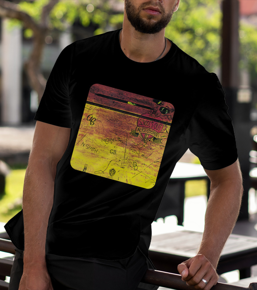 School's Out Alice Cooper Wooden Desk T-Shirt