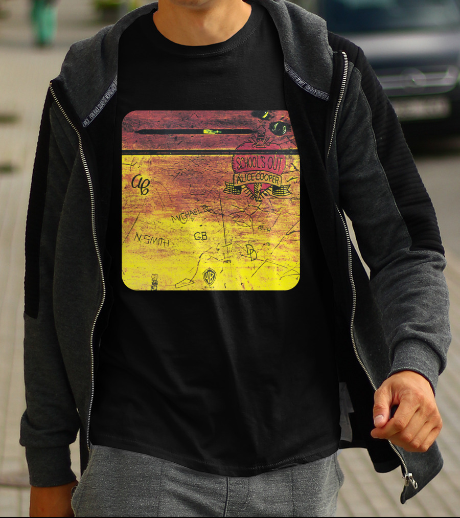 School's Out Alice Cooper Wooden Desk T-Shirt