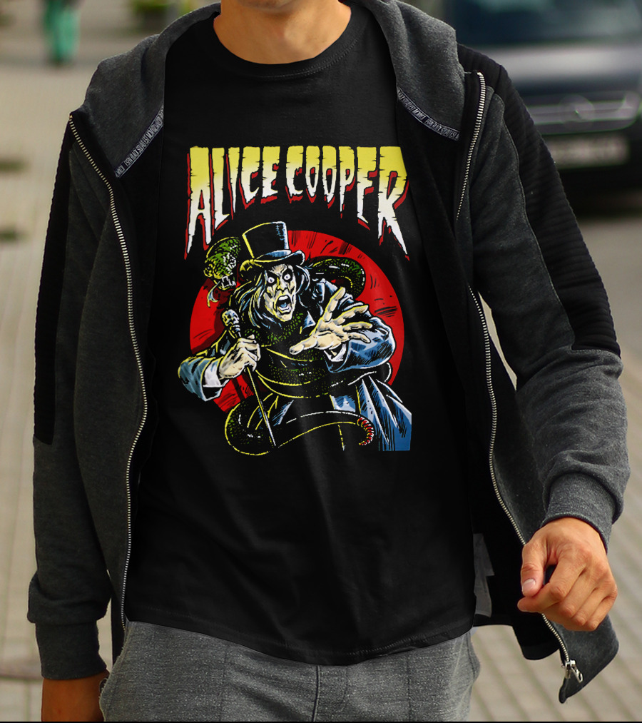 Alice Cooper Horror Snake Red Circle T-Shirt