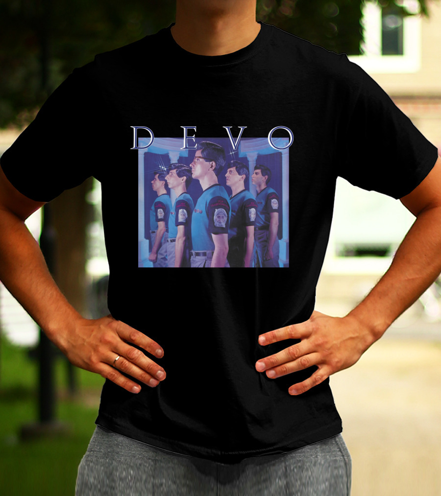 Devo Band Members Blue Uniforms Standing In Line T-Shirt