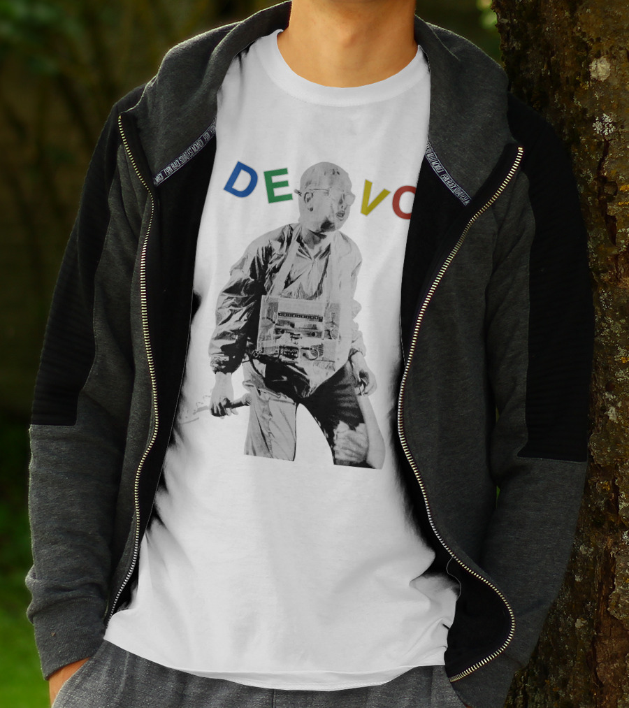 Devo Man With Jacket And Guitar T-Shirt