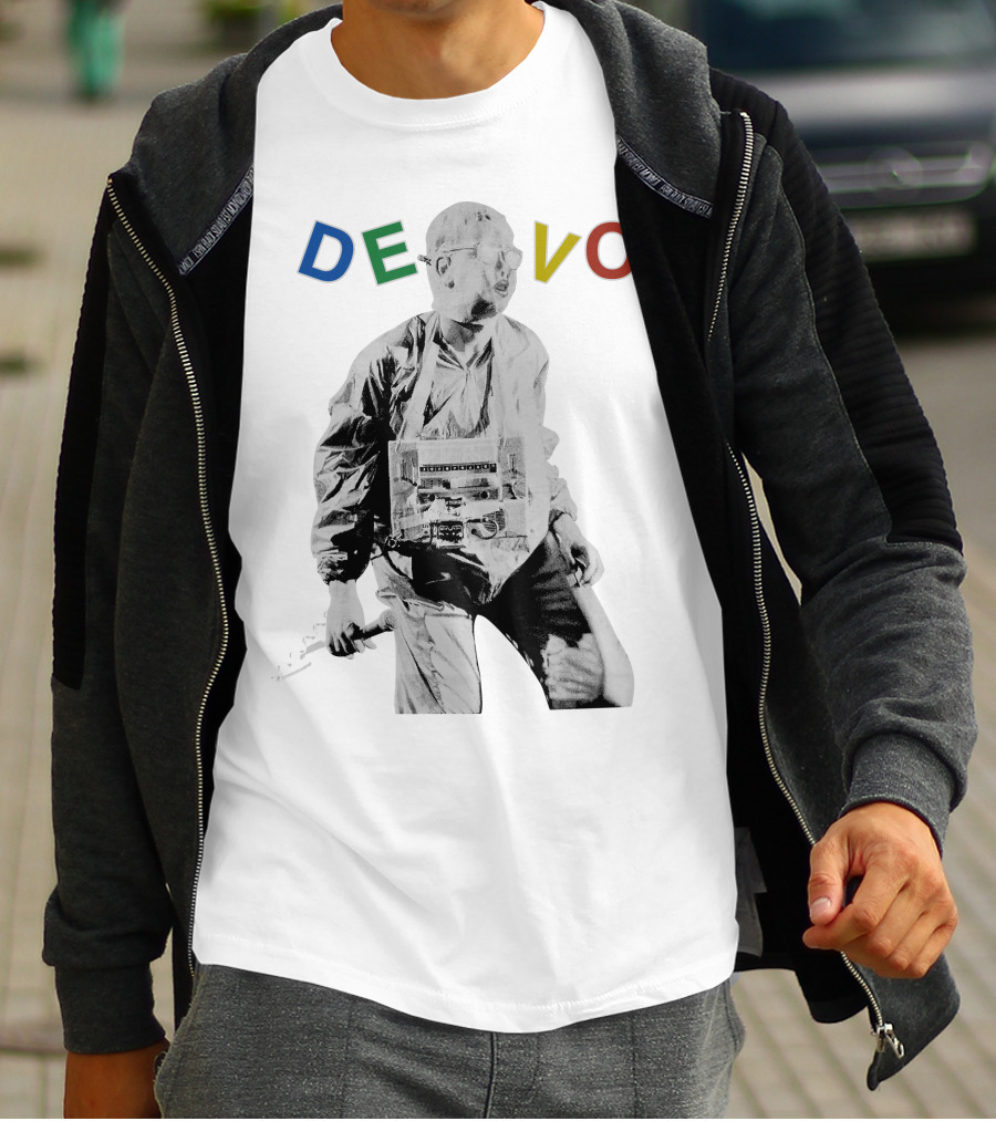 Devo Man With Jacket And Guitar T-Shirt