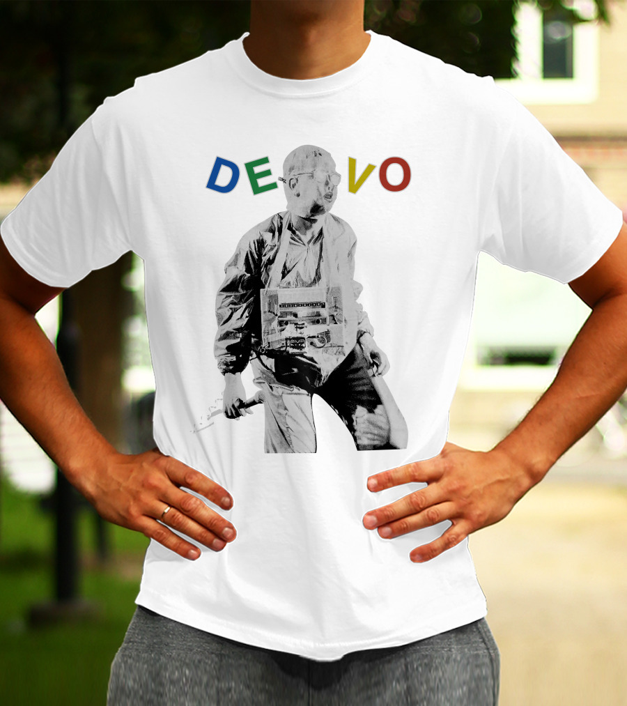 Devo Man With Jacket And Guitar T-Shirt