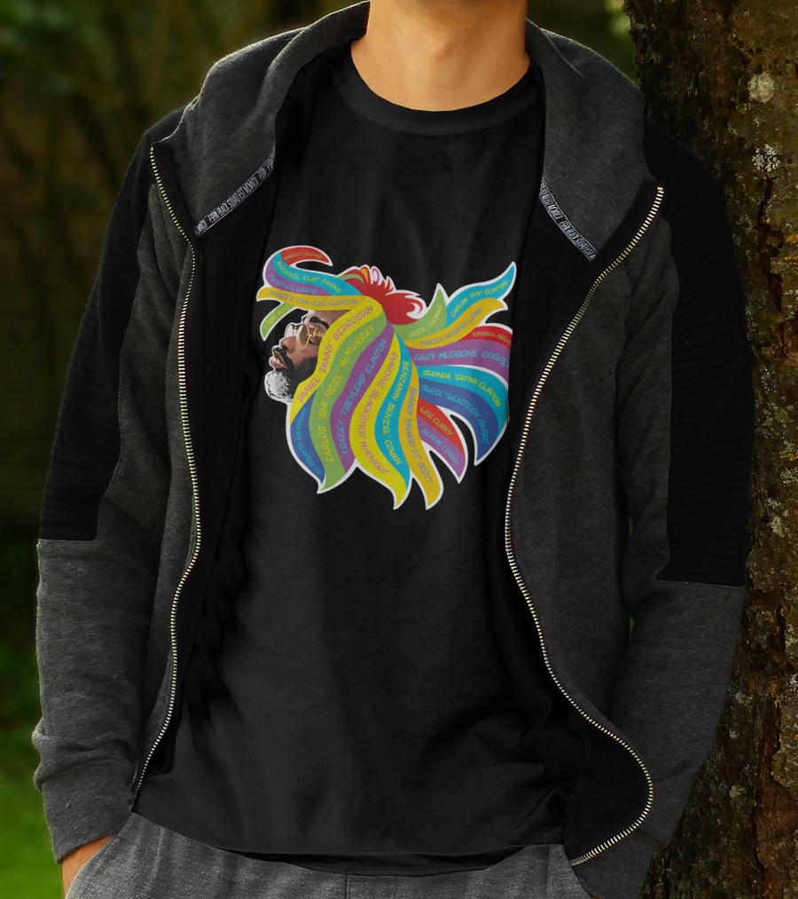 Psychedelic Funk Portrait With Bootsy Collins Dr. Funkenstein References In Vibrant Afro  Colors T-Shirt