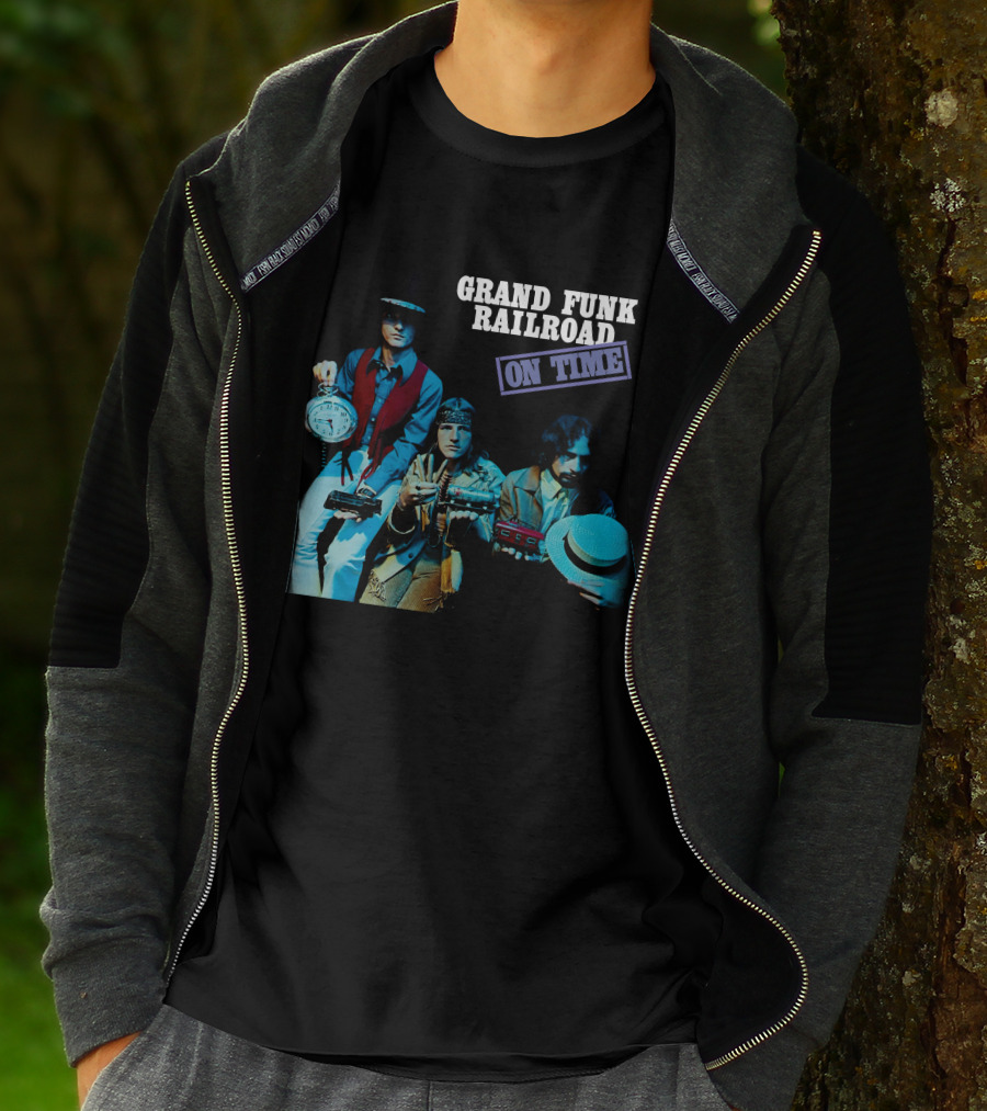 Grand Funk Railroad On Time Album Cover Clock Band Members T-Shirt