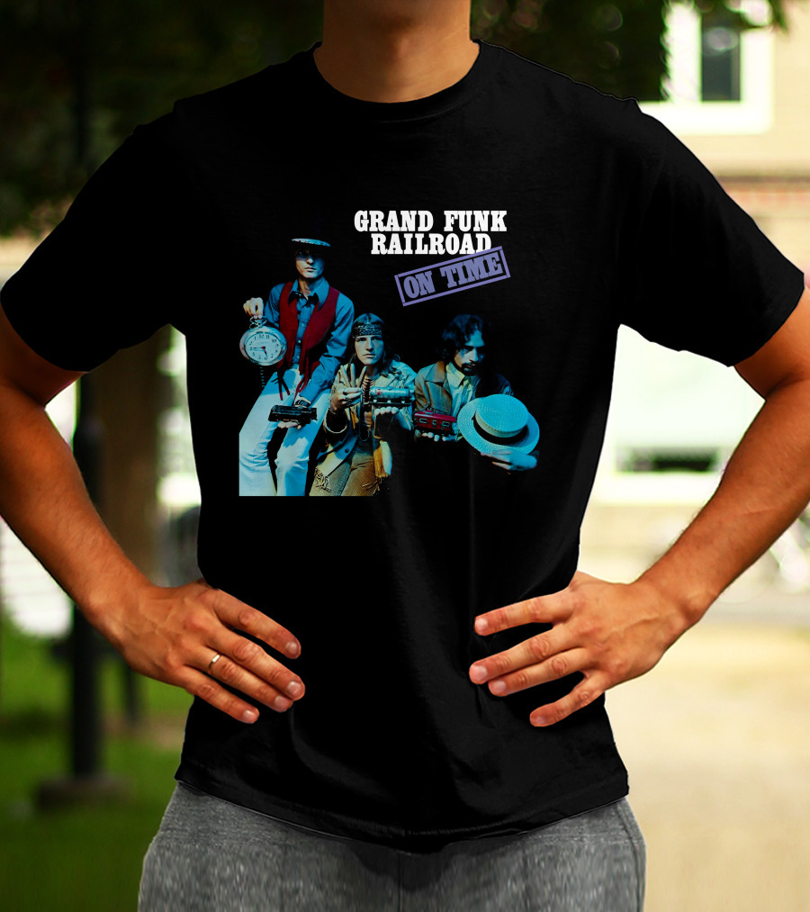 Grand Funk Railroad On Time Album Cover Clock Band Members T-Shirt