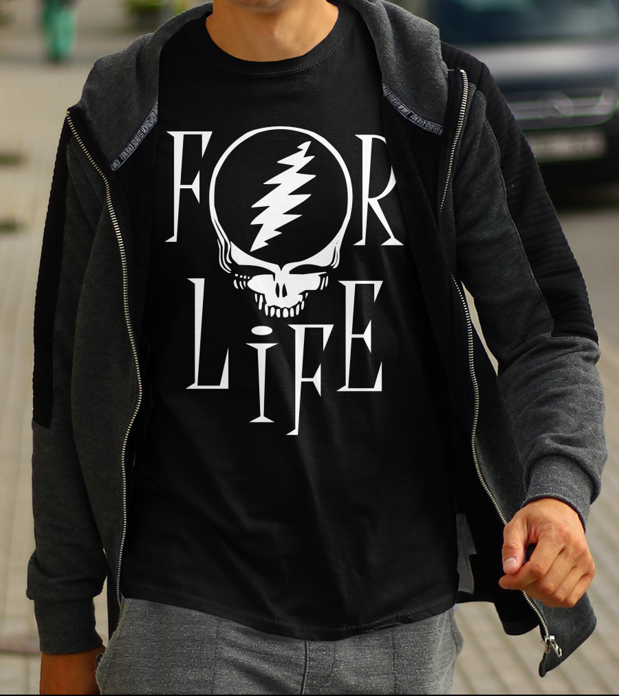 Grateful Dead Skull Lightning Bolt For Life T-Shirt