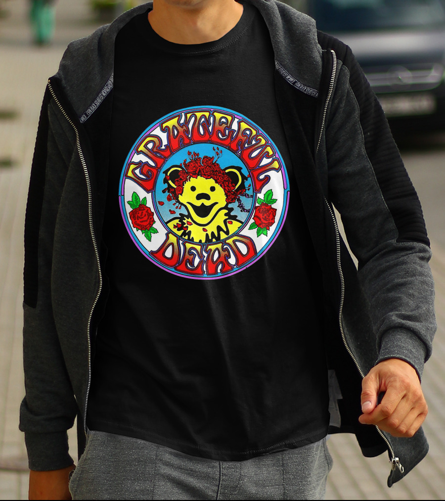 Grateful Dead Bear With Roses Circle T-Shirt