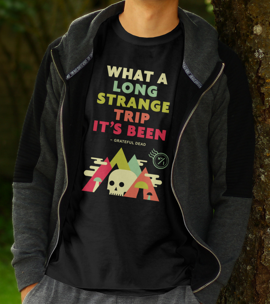 What A Long Strange Trip It's Been Grateful Dead Mountains And Skull T-Shirt