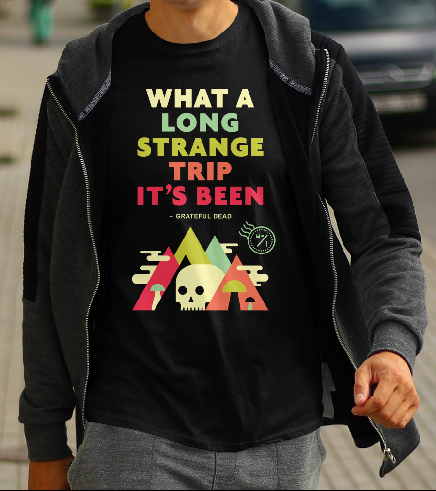 What A Long Strange Trip It's Been Grateful Dead Mountains And Skull T-Shirt