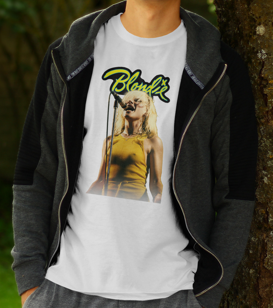 Blondie Live Performance Microphone Yellow Dress T-Shirt