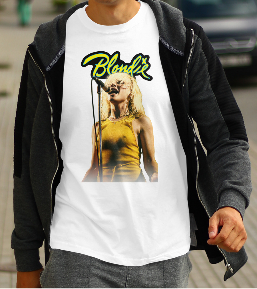 Blondie Live Performance Microphone Yellow Dress T-Shirt