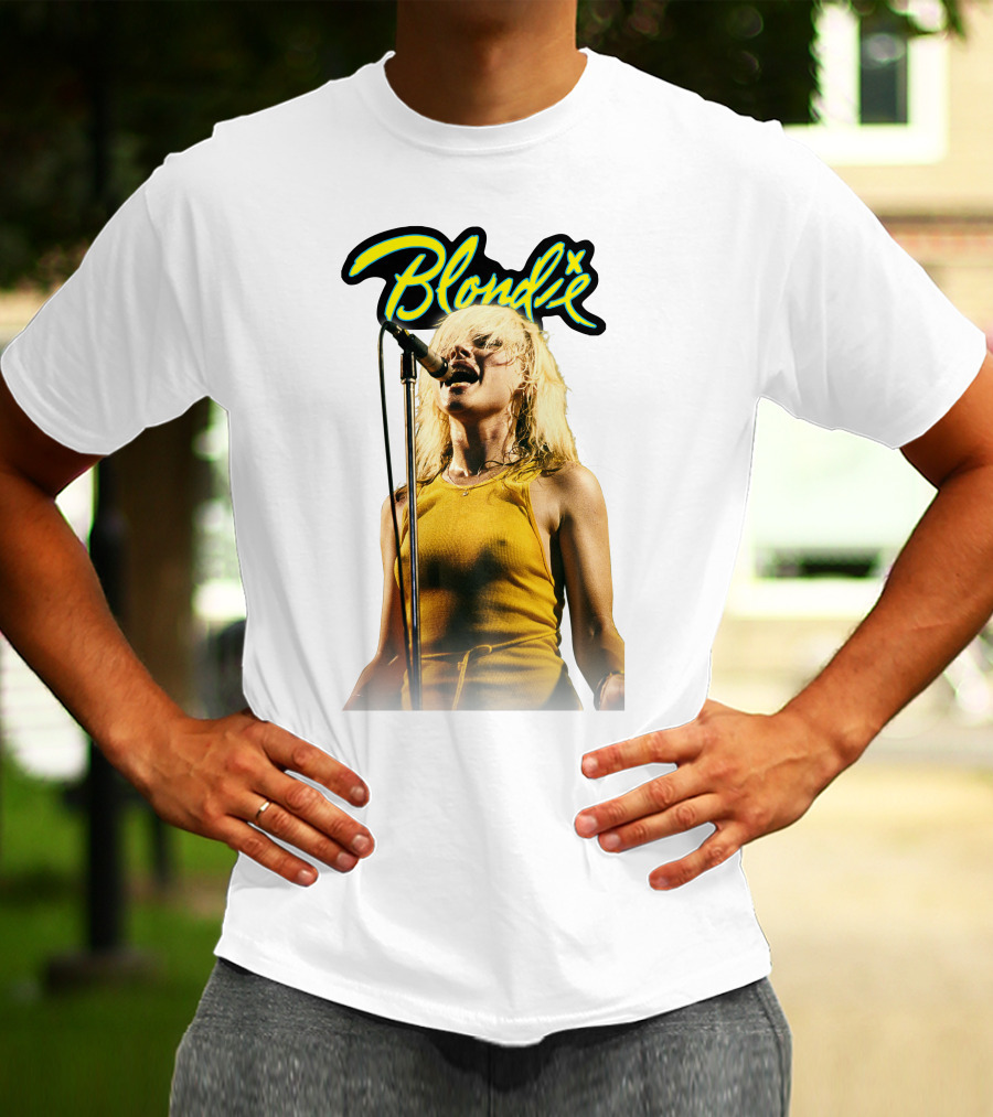 Blondie Live Performance Microphone Yellow Dress T-Shirt