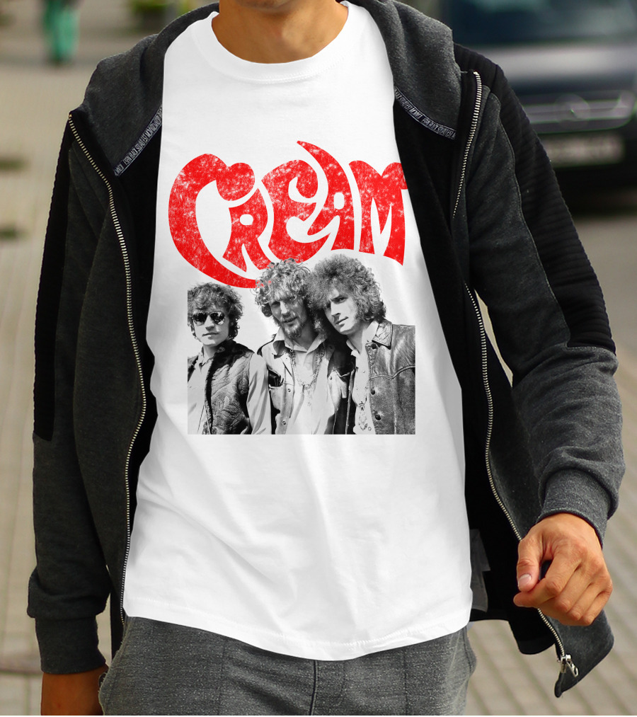 Cream Band Vintage Photo With Red T-Shirt