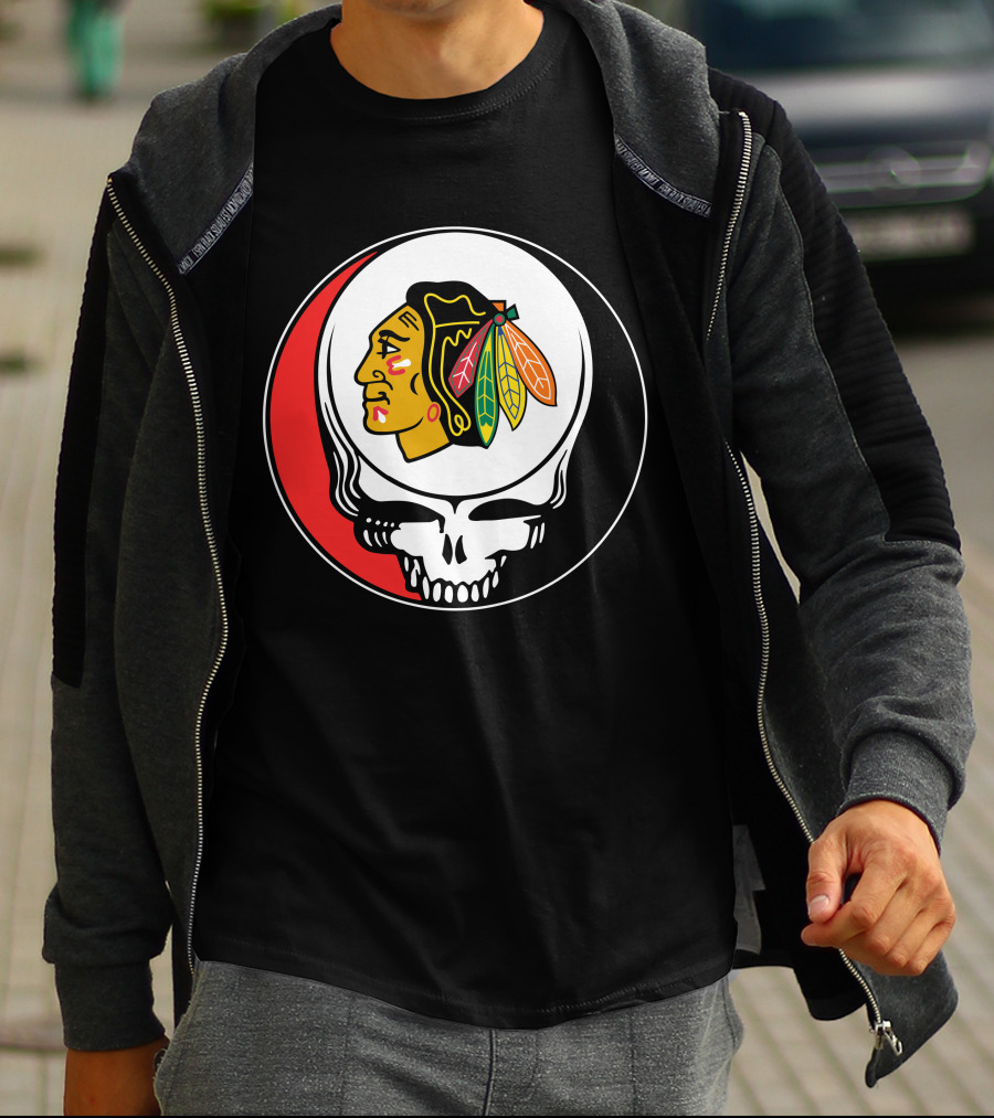 Chicago Blackhawks Grateful Dead Skull T-Shirt