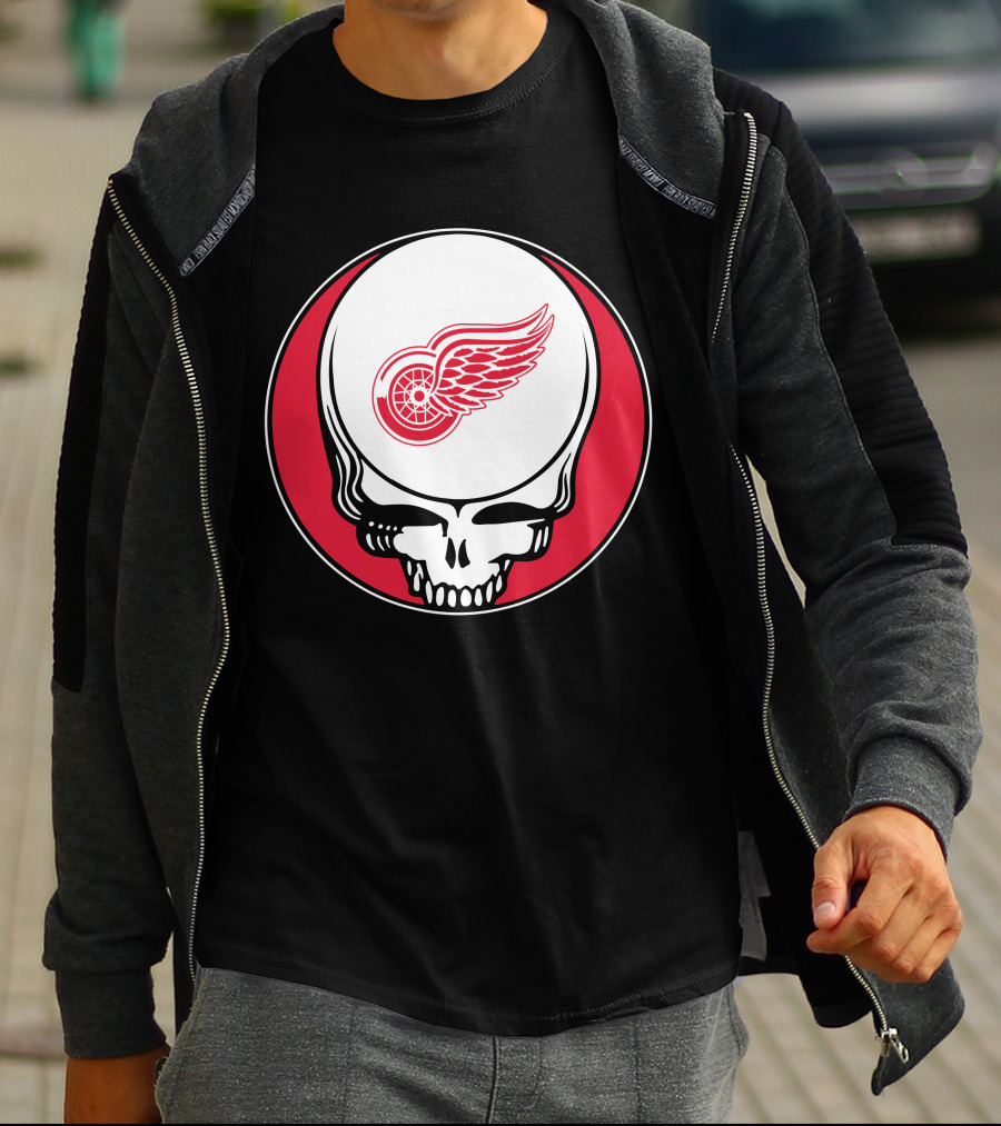 Detroit Red Wings Grateful Dead Skull T-Shirt