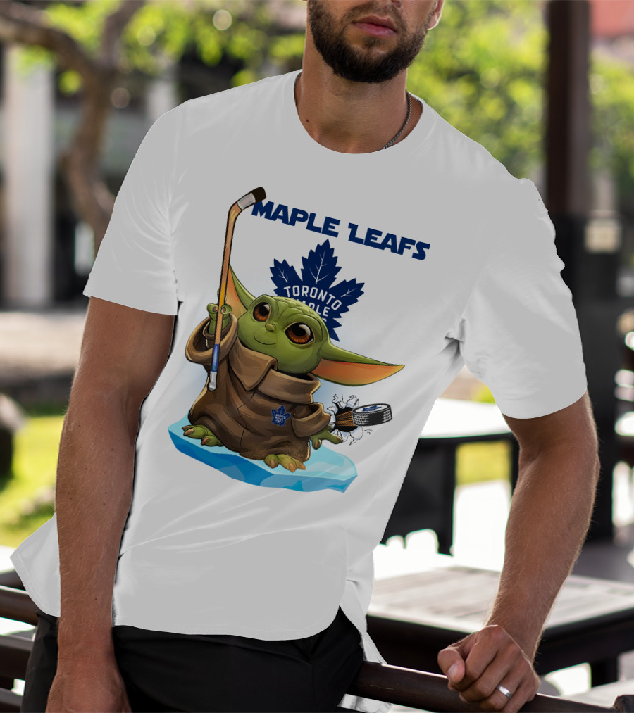Baby Yoda Toronto Maple Leafs Hockey Fan T-Shirt