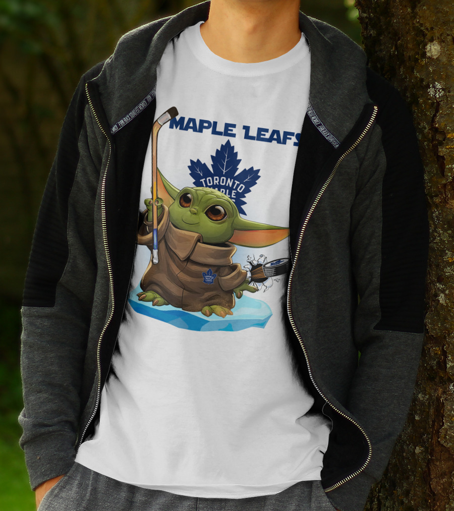 Baby Yoda Toronto Maple Leafs Hockey Fan T-Shirt