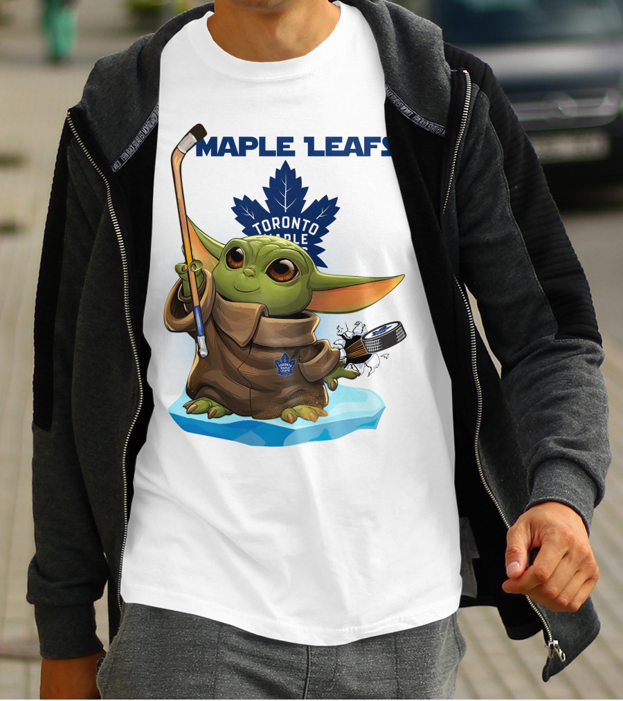 Baby Yoda Toronto Maple Leafs Hockey Fan T-Shirt