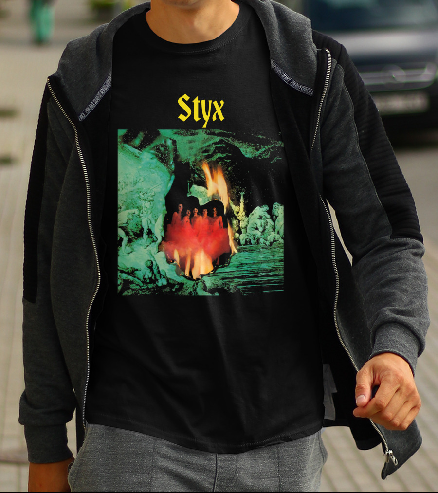 Styx Gothic Fantasy Art With Fire And Figures T-Shirt