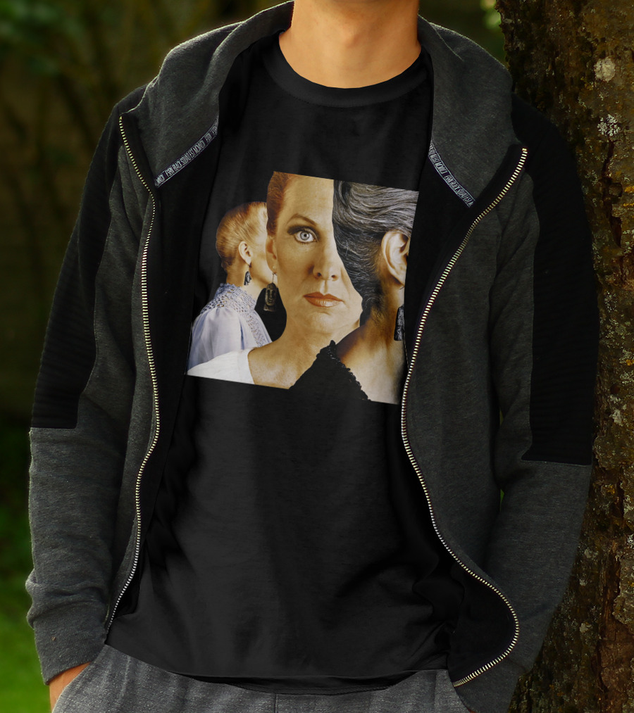 Dramatic Portrait Faces With Bold Earrings And Elegant Hairstyle T-Shirt