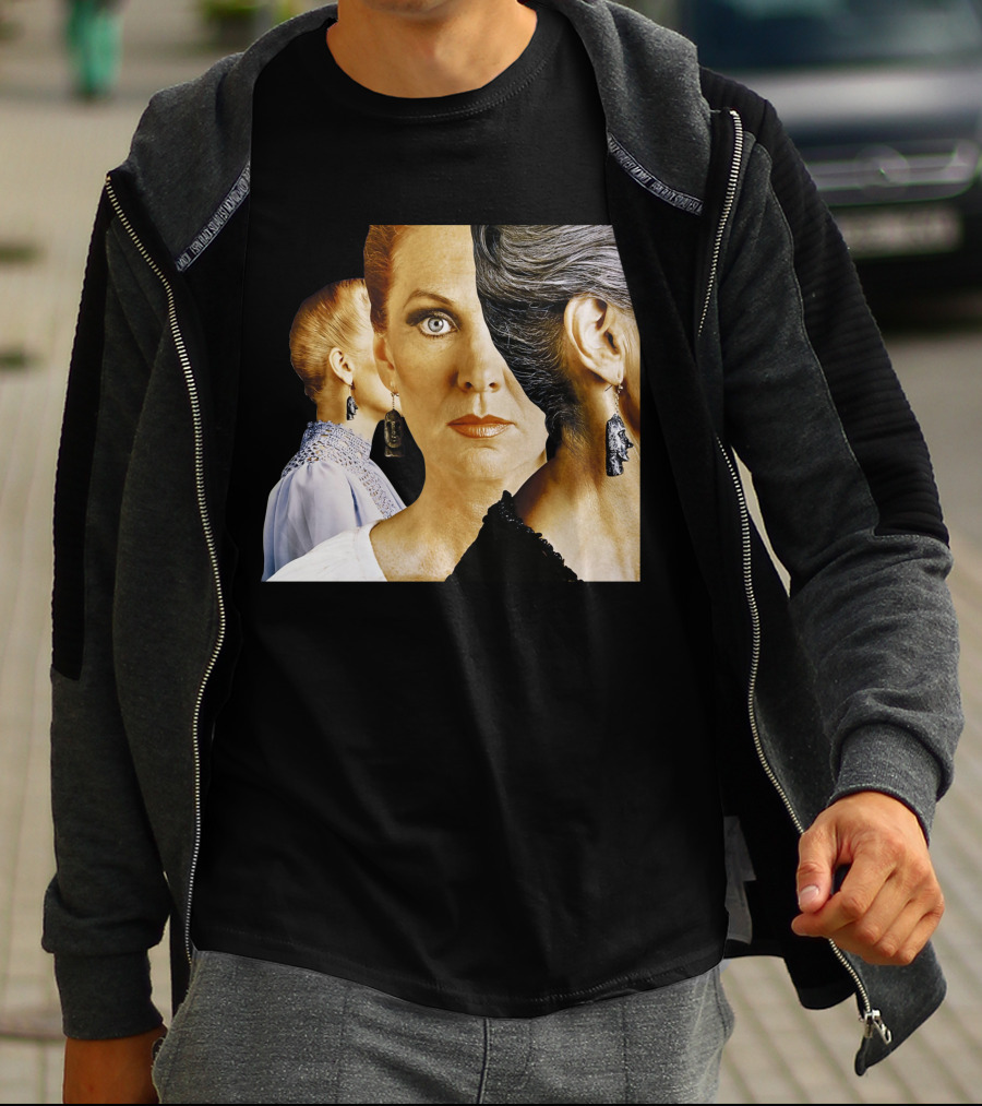 Dramatic Portrait Faces With Bold Earrings And Elegant Hairstyle T-Shirt