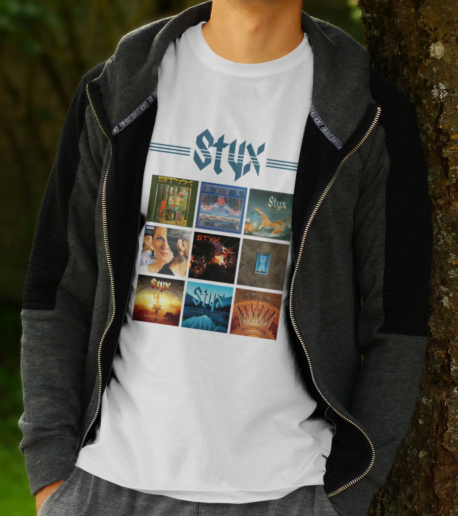 Styx Album Covers Compilation Featuring Iconic Band Art T-Shirt
