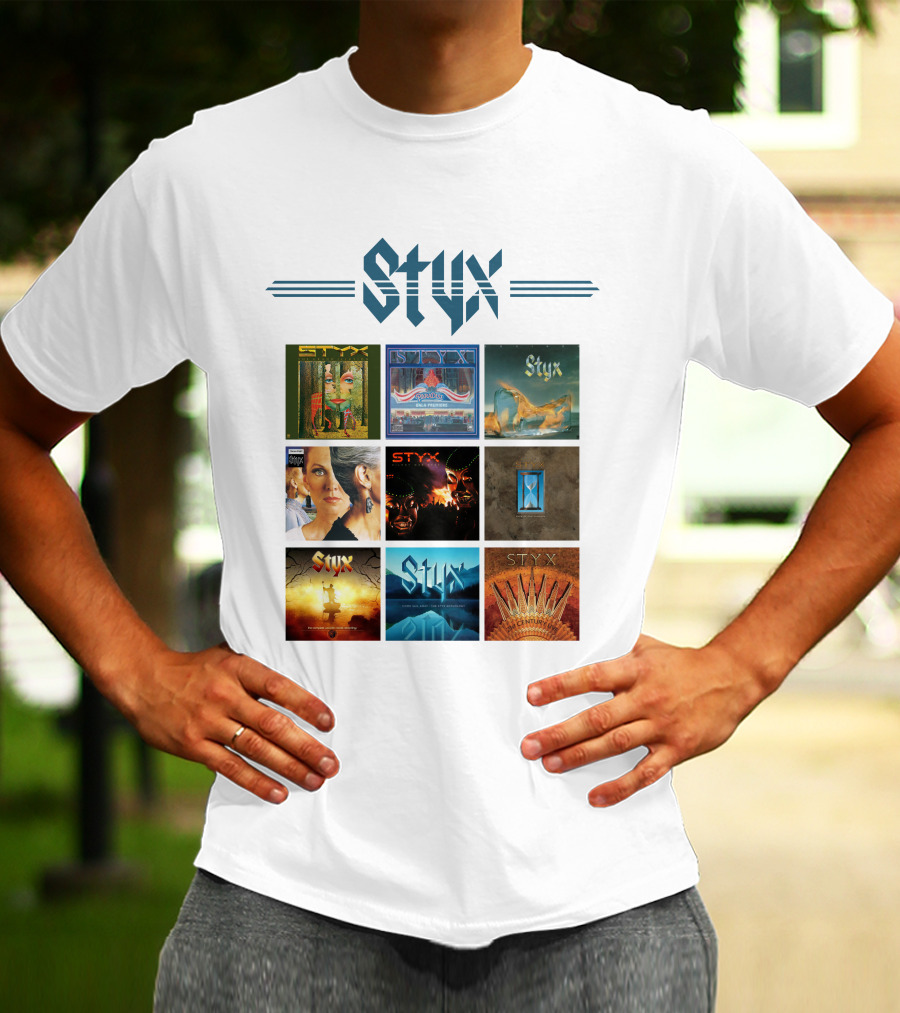 Styx Album Covers Compilation Featuring Iconic Band Art T-Shirt