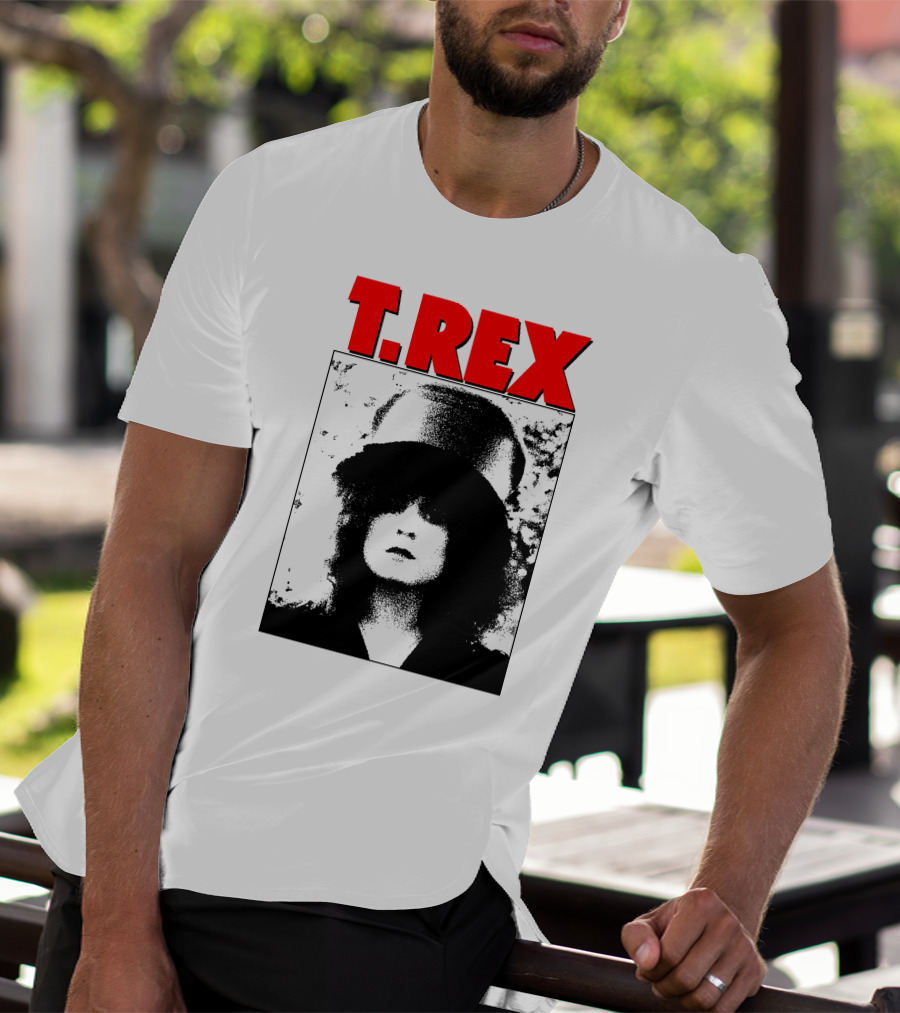 T. Rex Iconic Red Text With Black And White T-Shirt
