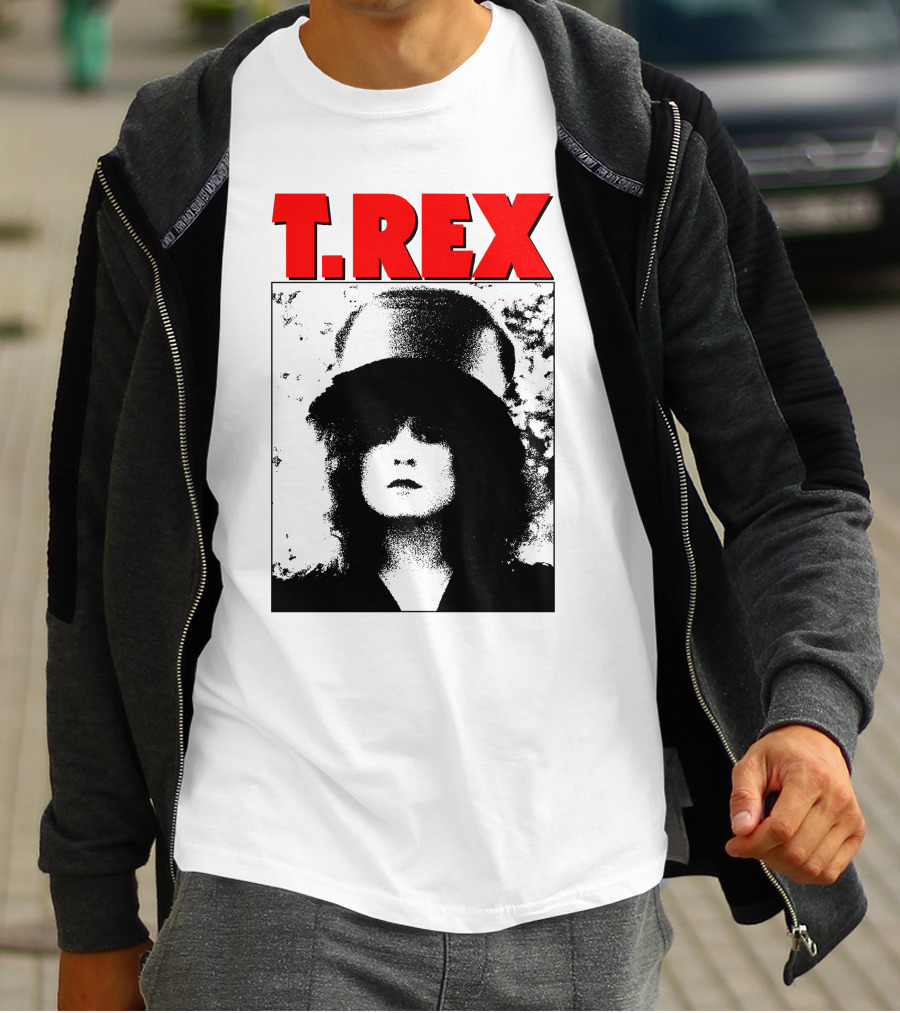 T. Rex Iconic Red Text With Black And White T-Shirt