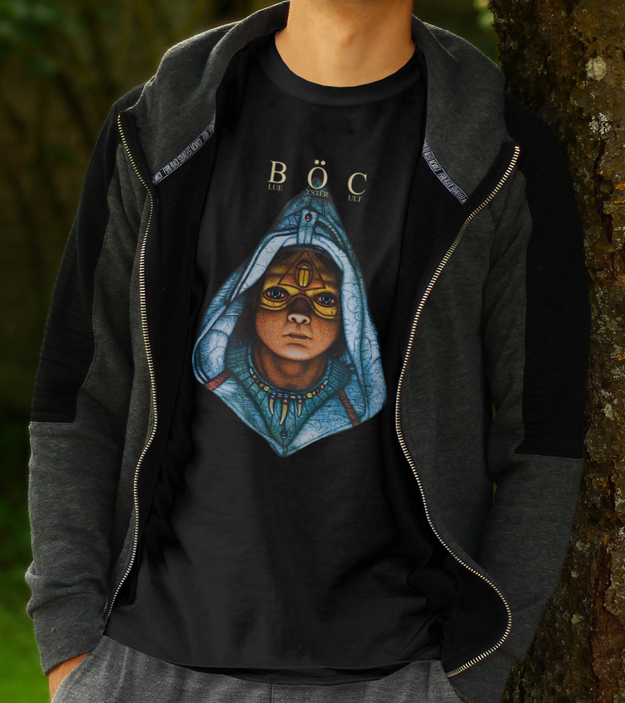 Böc Blue Öyster Cult Hooded Figure Art T-Shirt