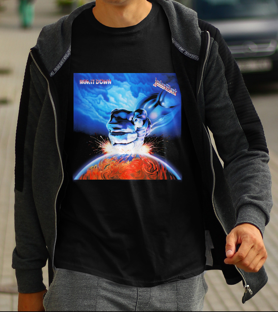 Judas Priest Ram It Down Album Art Fist And Lightning T-Shirt