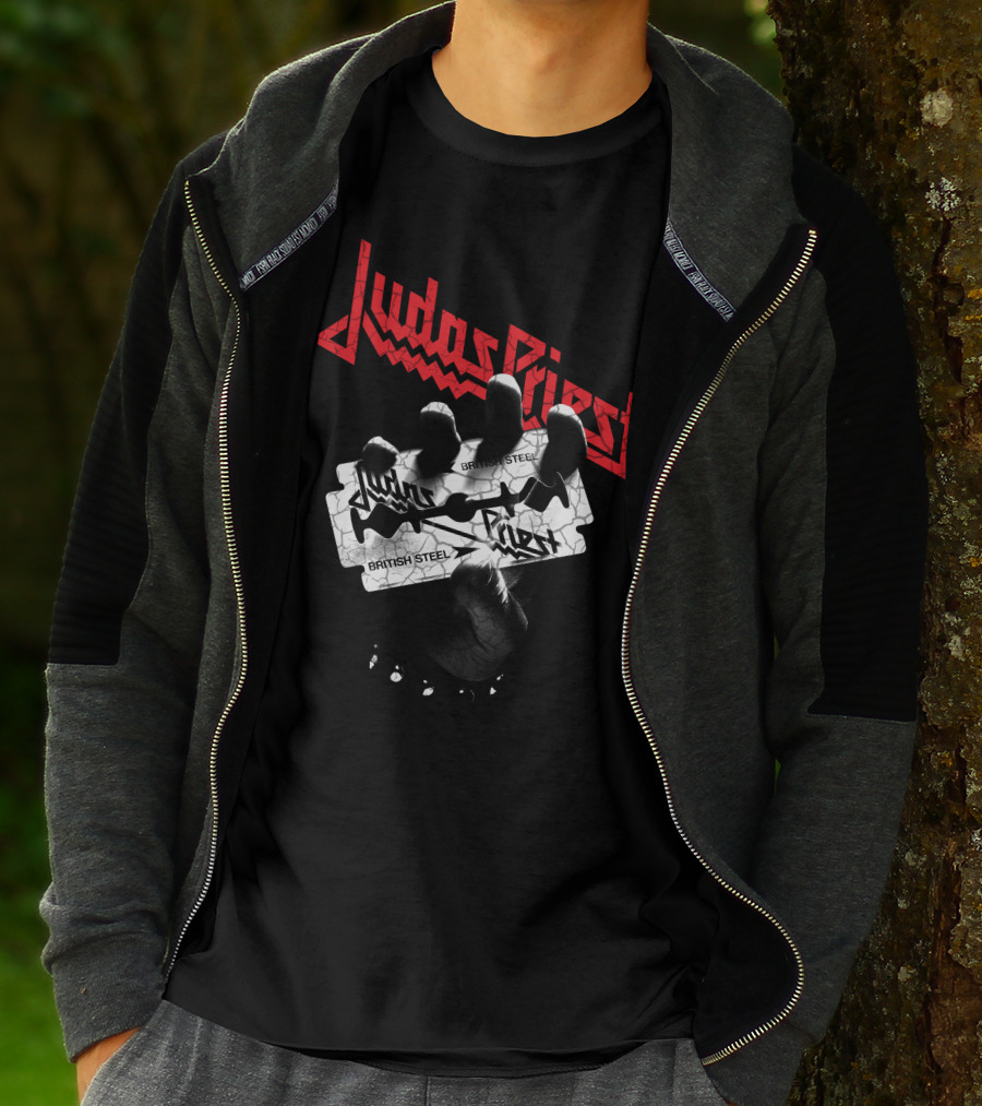 Judas Priest British Steel Razor Blade And Fist T-Shirt