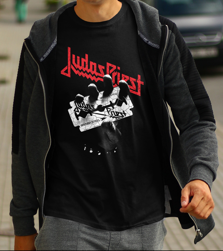 Judas Priest British Steel Razor Blade And Fist T-Shirt