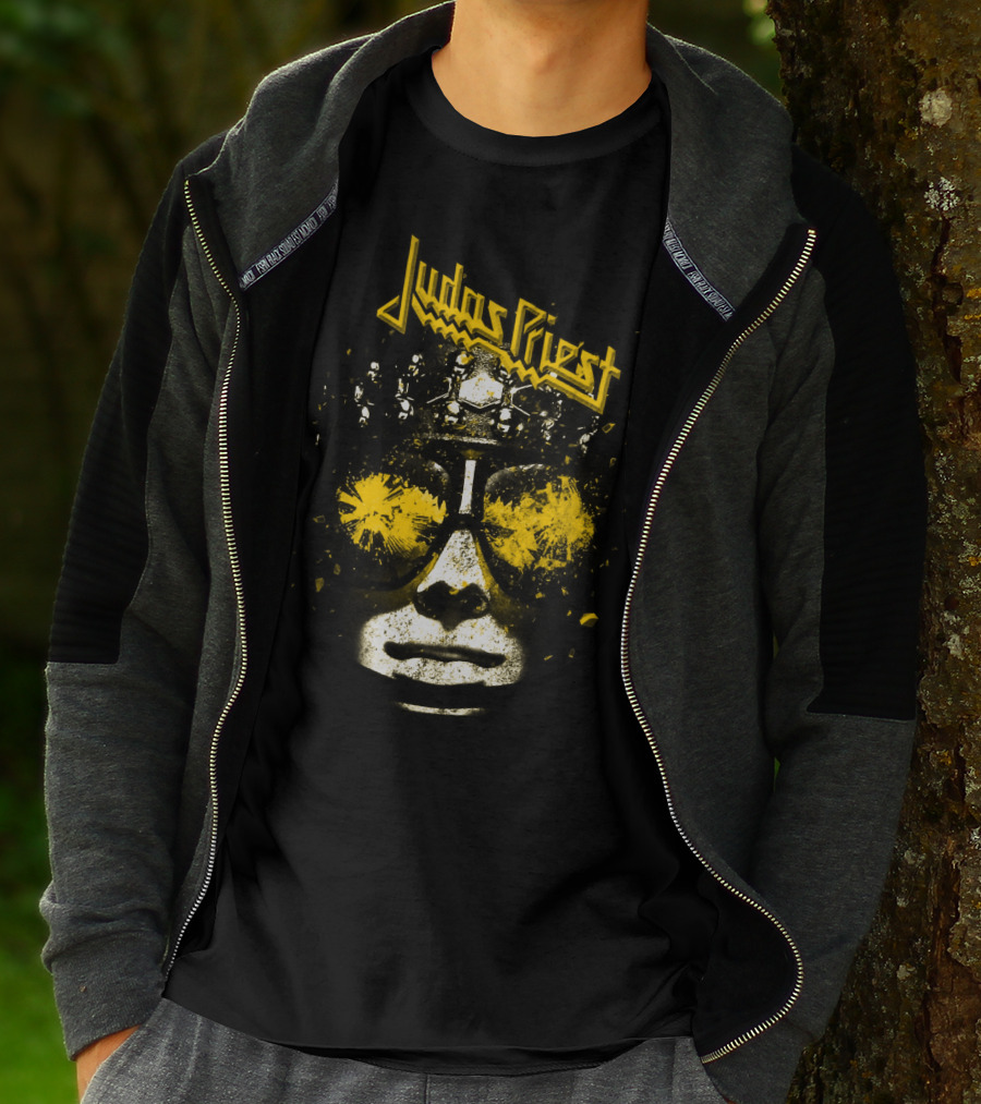 Judas Priest Explosive Helmet Sunglasses Face T-Shirt