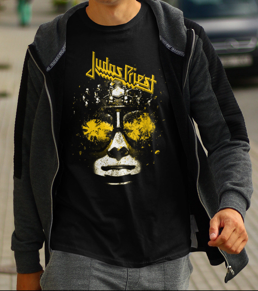 Judas Priest Explosive Helmet Sunglasses Face T-Shirt