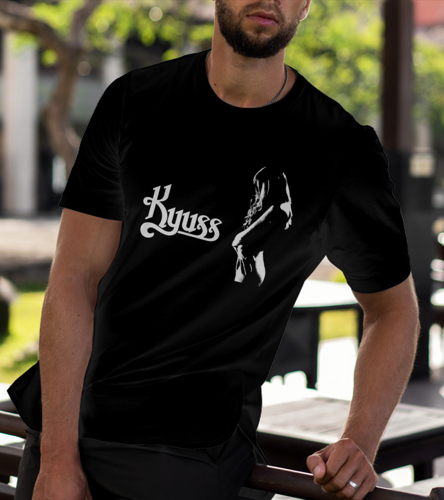 Kyuss Logo With Black And White Figure T-Shirt