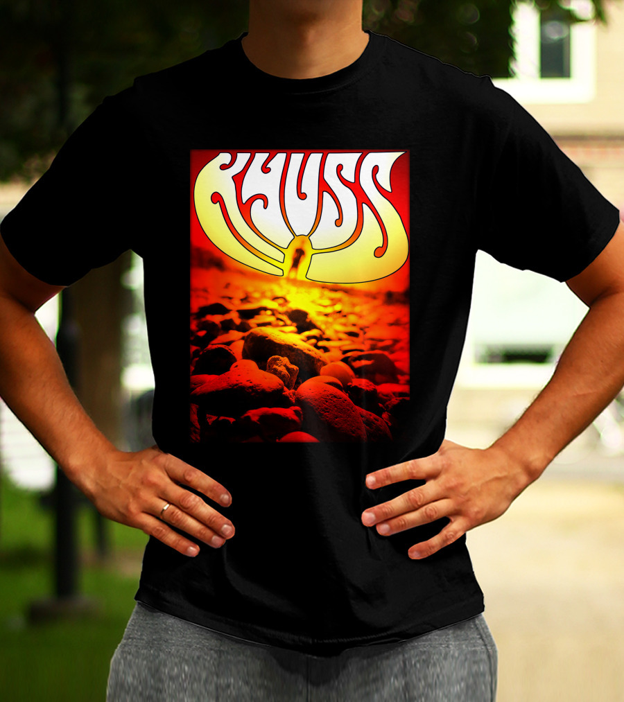 Kyuss Rock Band Logo With Sunset And Stones T-Shirt
