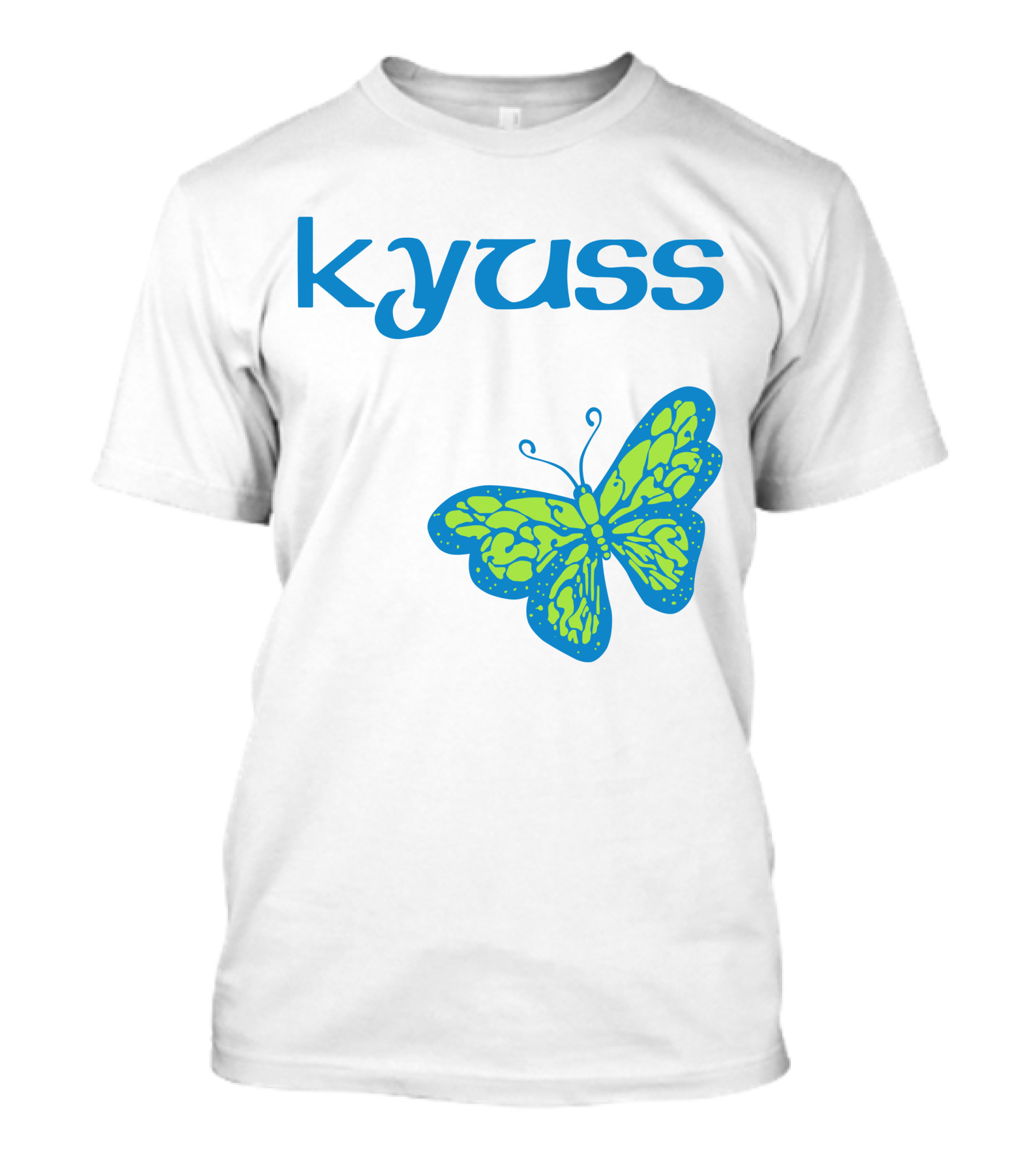 Kyuss Blue Text Green Butterfly T-Shirt