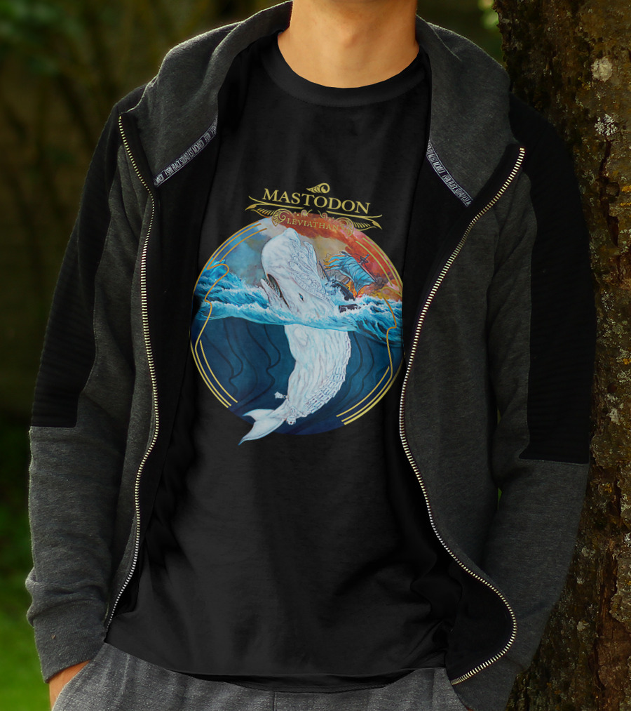 Mastodon Leviathan Moby Dick Whale Sea Battle T-Shirt