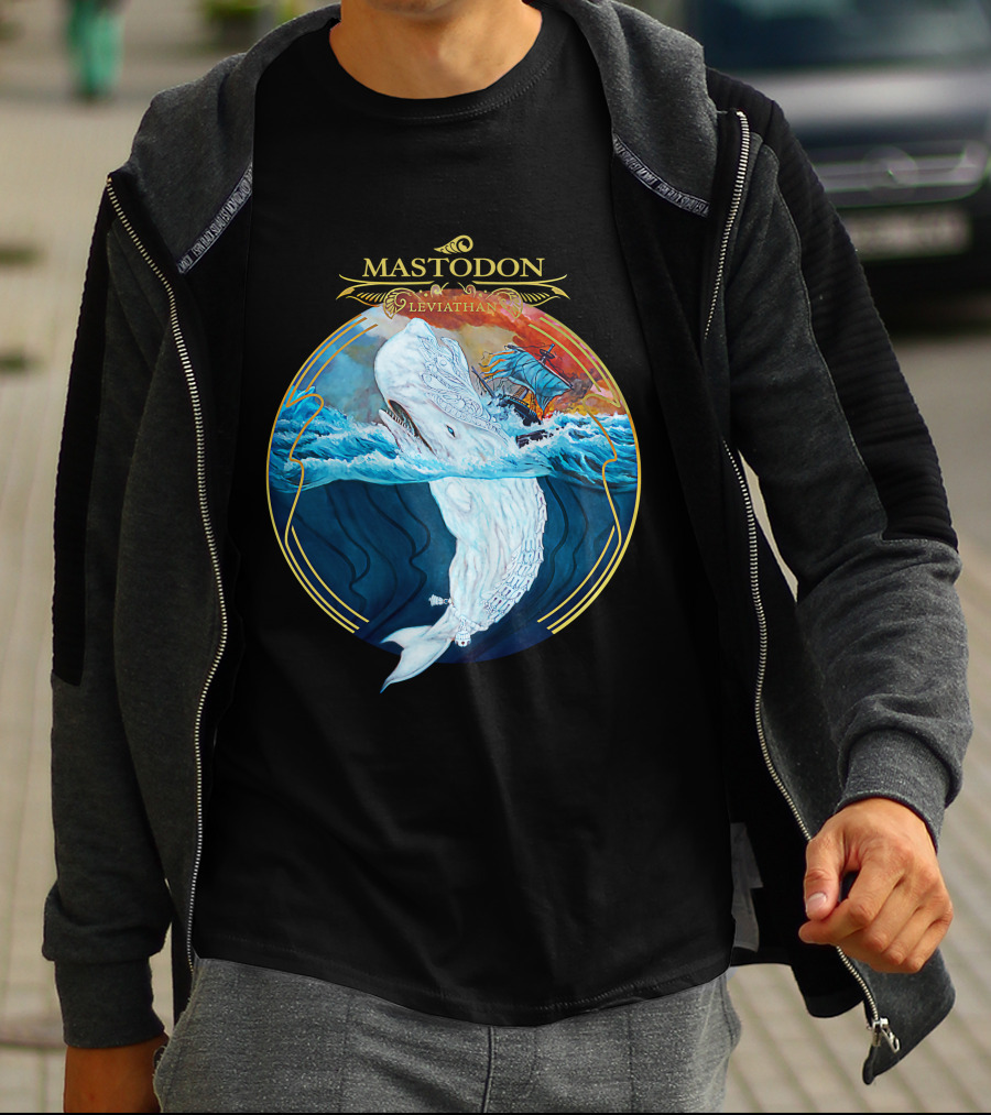 Mastodon Leviathan Moby Dick Whale Sea Battle T-Shirt
