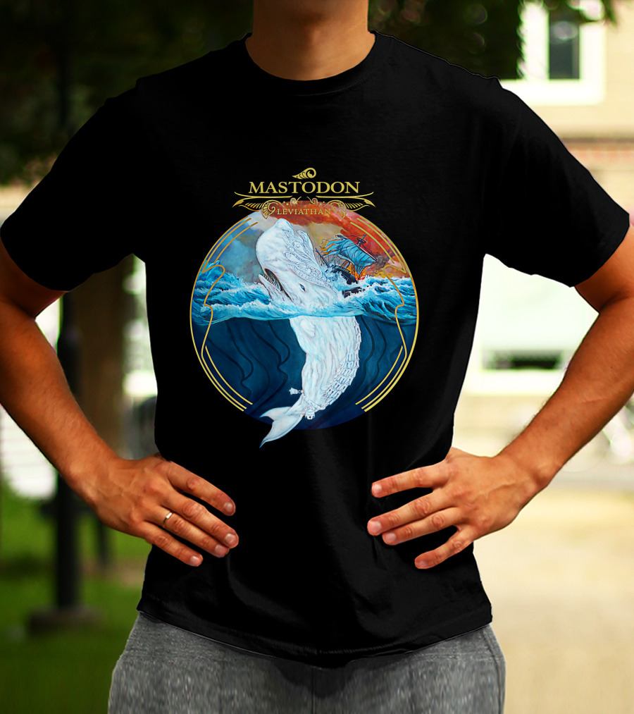 Mastodon Leviathan Moby Dick Whale Sea Battle T-Shirt