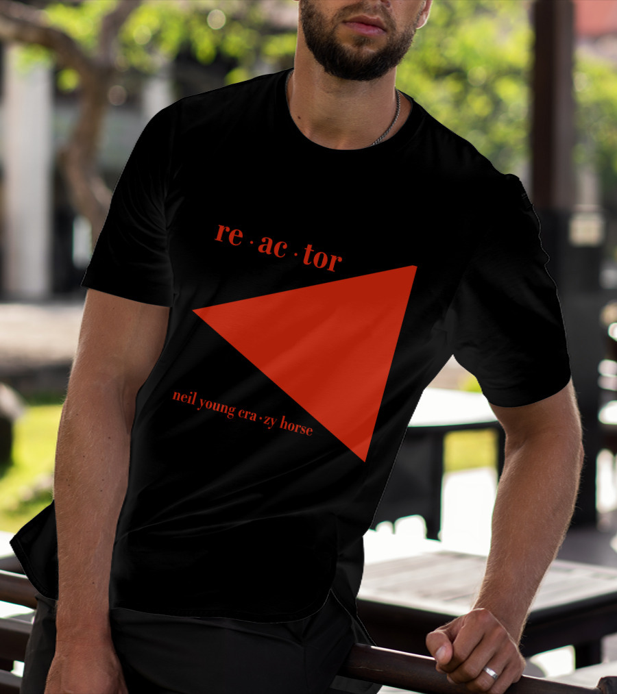 Reactor Neil Young Crazy Horse Red Triangle On Black T-Shirt