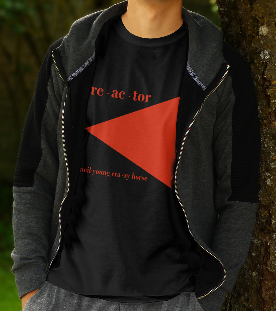 Reactor Neil Young Crazy Horse Red Triangle On Black T-Shirt