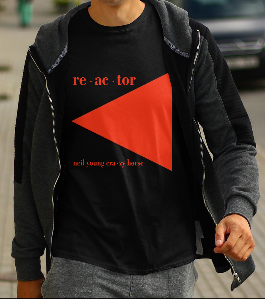 Reactor Neil Young Crazy Horse Red Triangle On Black T-Shirt