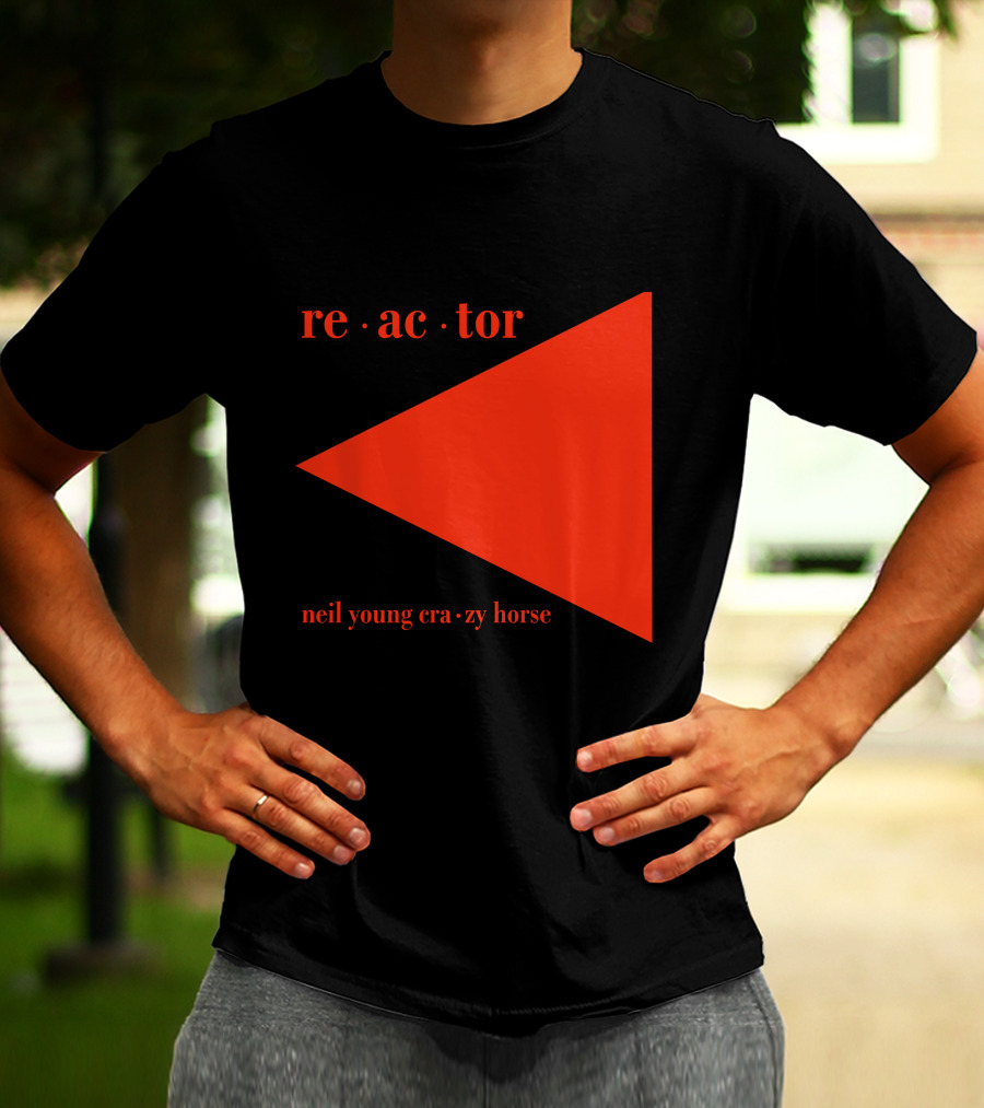 Reactor Neil Young Crazy Horse Red Triangle On Black T-Shirt