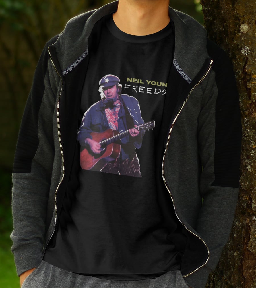 Neil Young Freedom Album Artwork Iconic Musician Performance T-Shirt