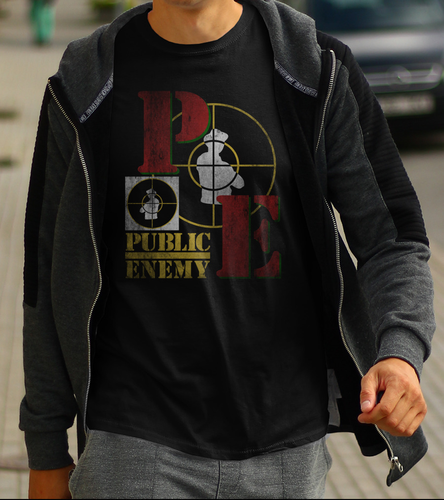 Public Enemy Logo With Target Symbol And Silhouette T-Shirt
