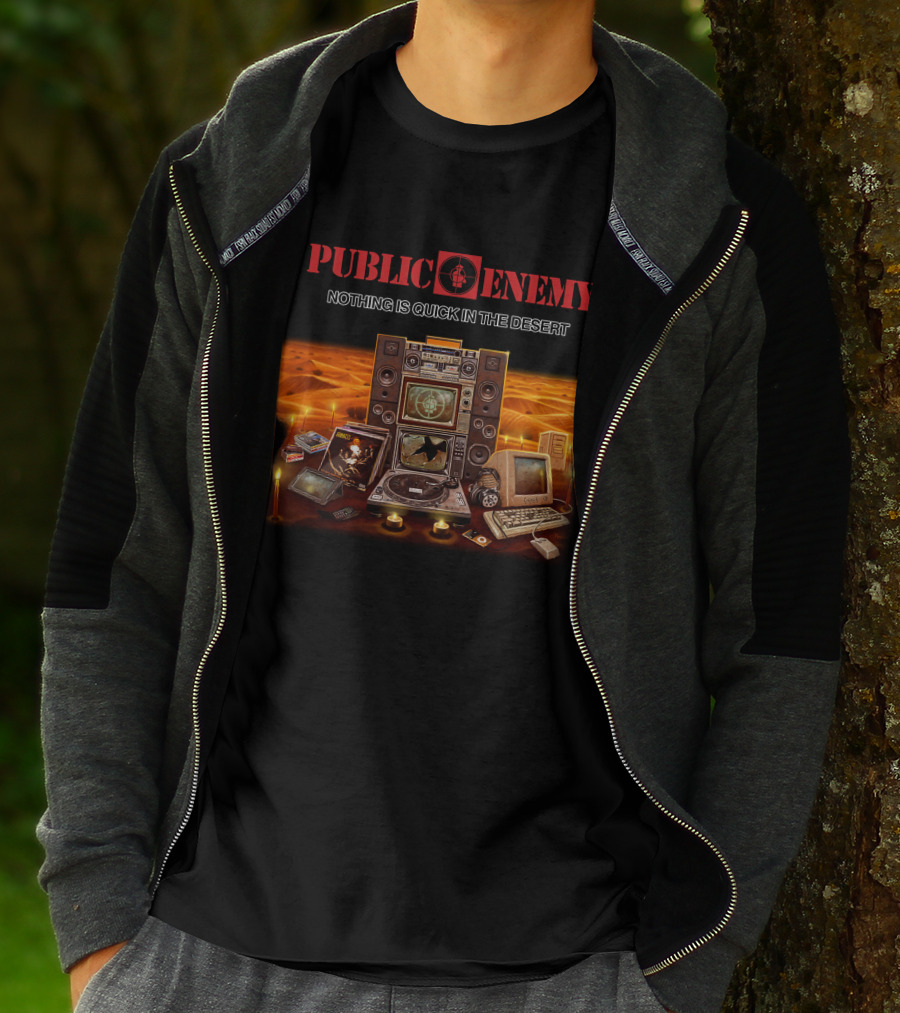 Public Enemy Nothing Is Quick In The Desert Vintage Electronics Desert Scene T-Shirt