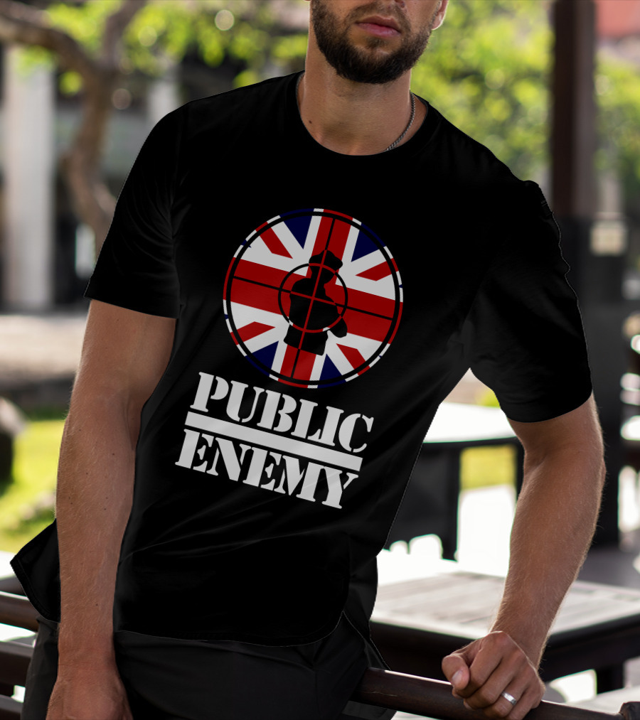Public Enemy Target Silhouette Uk Flag T-Shirt